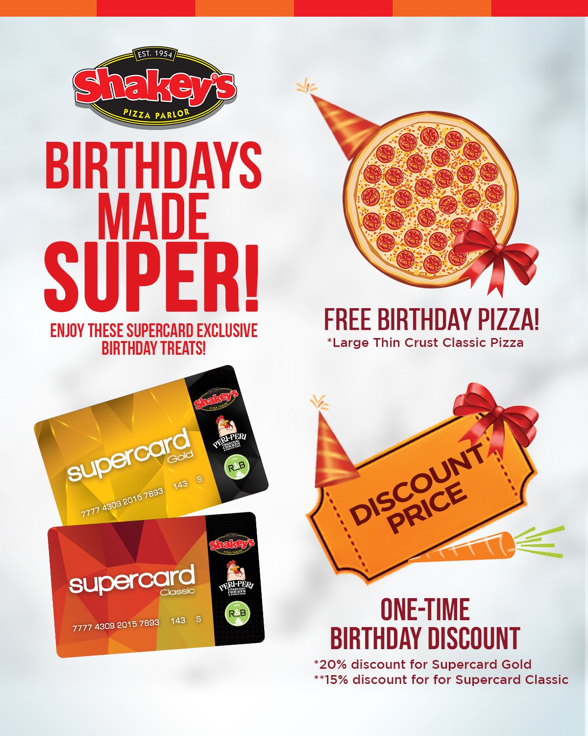Shakey's free birthday pizza